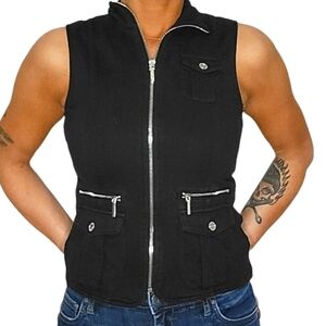 Lauren Ralph Lauren Zip-Up Cotton Vest Size Small Black